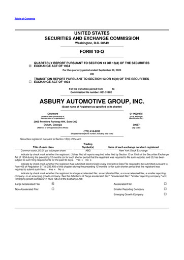 Thumbnail Asbury Automotive Group 10-Q Quarterly Report FY2020 