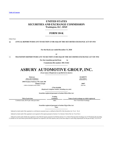 Thumbnail Asbury Automotive Group 10-K Annual Report 2020