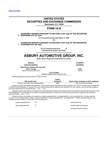 Thumbnail Asbury Automotive Group 10-Q Quarterly Report FY2022 