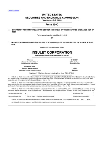 Thumbnail Insulet 10-Q Quarterly Report FY2014 