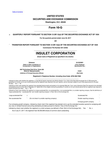 Thumbnail Insulet 10-Q Quarterly Report FY2017 