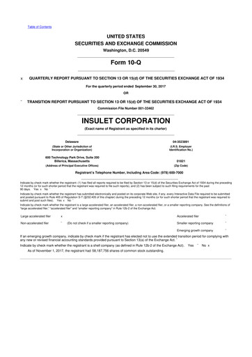 Thumbnail Insulet 10-Q Quarterly Report FY2017 