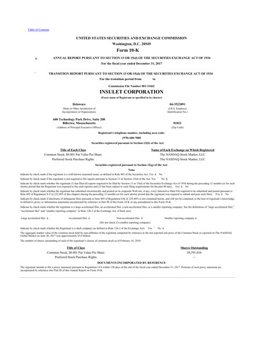 Thumbnail Insulet 10-K Annual Report 2017
