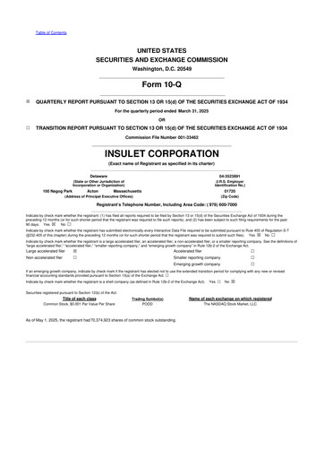 Thumbnail Insulet 10-Q Quarterly Report FY2025 