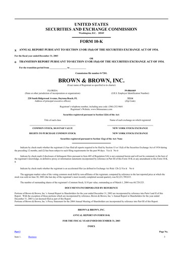 Thumbnail Brown & Brown
 10-K Annual Report 