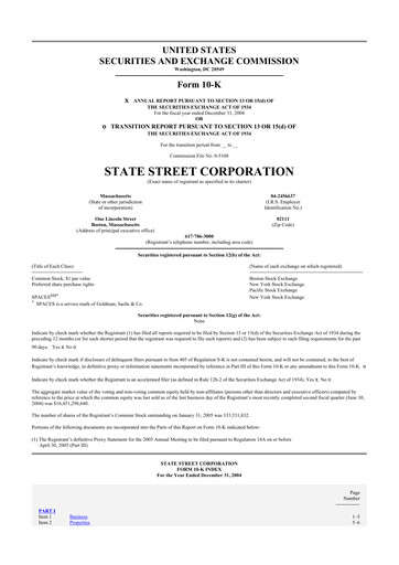 Thumbnail State Street Corporation
 10-K Annual Report 