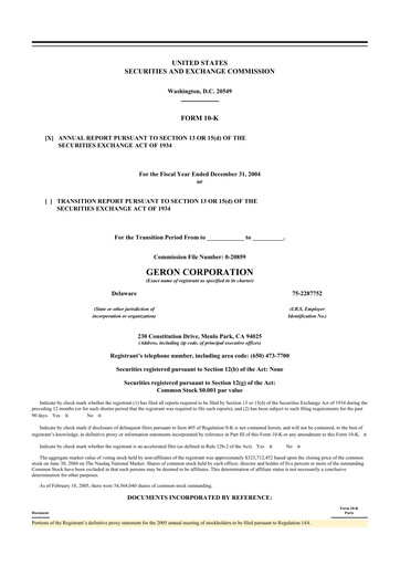 Thumbnail Geron 10-K Annual Report 