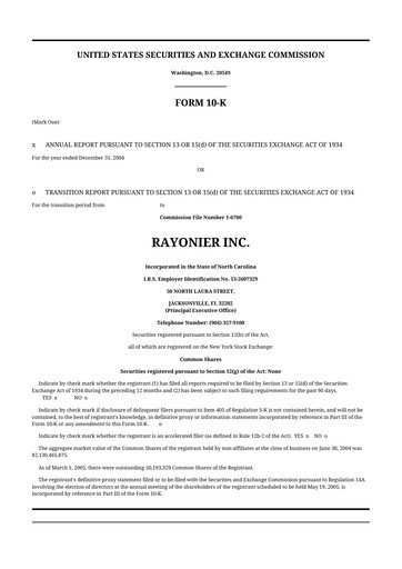 Thumbnail Rayonier 10-K Annual Report 