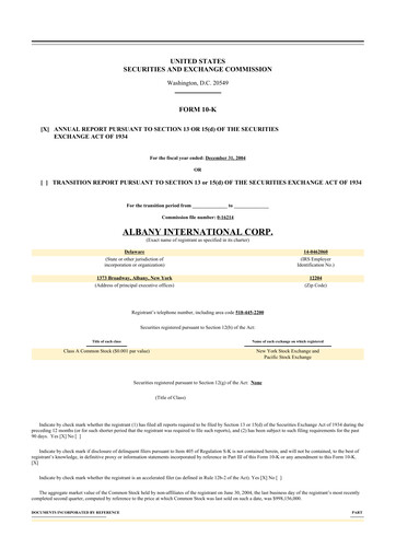 Thumbnail Albany International
 10-K Annual Report 