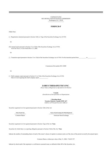 Thumbnail Aptose Biosciences 20-F Annual Report 