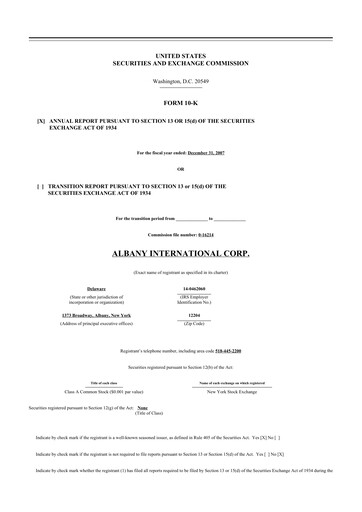 Thumbnail Albany International
 10-K Annual Report 