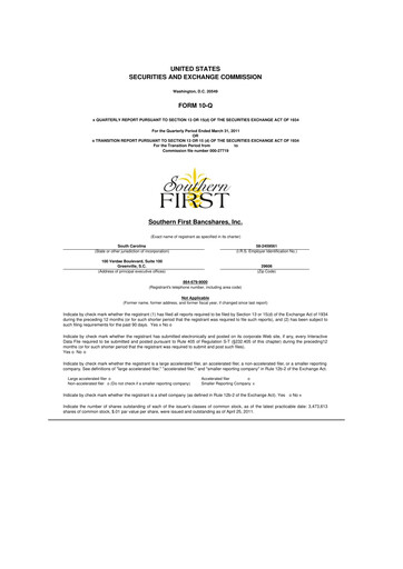 Thumbnail Southern First Bancshares 10-Q Quarterly Report FY2011 