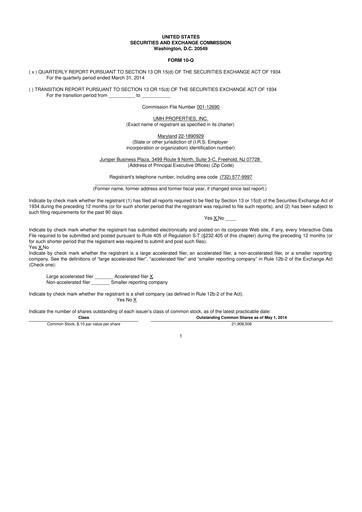 Thumbnail UMH Properties 10-Q Quarterly Report FY2014 