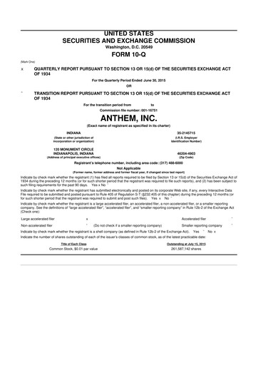 Vorschaubild Elevance Health 10-Q Quartalsbericht 2015 