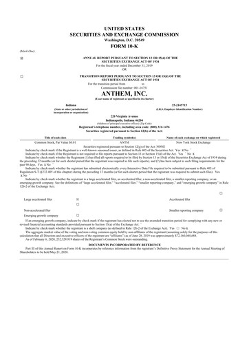 Thumbnail Elevance Health 10-K Annual Report 2019