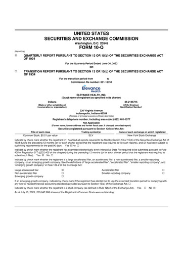 Vorschaubild Elevance Health 10-Q Quartalsbericht 2023 