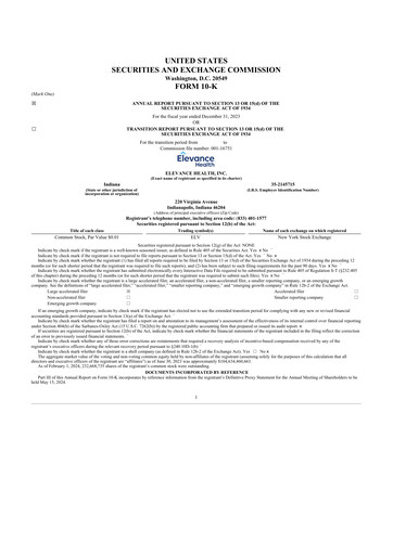 Thumbnail Elevance Health 10-K Annual Report 2023