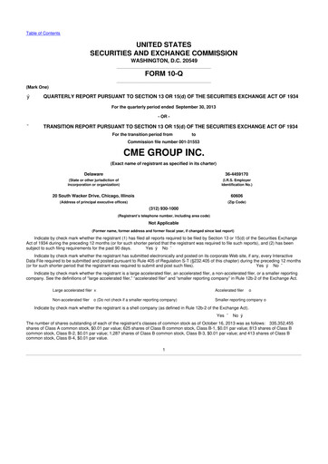 Thumbnail CME Group 10-Q Quarterly Report FY2013 