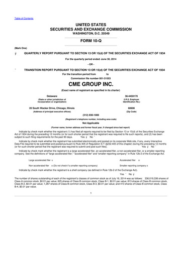 Thumbnail CME Group 10-Q Quarterly Report FY2014 