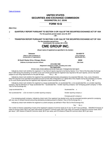 Thumbnail CME Group 10-Q Quarterly Report FY2017 