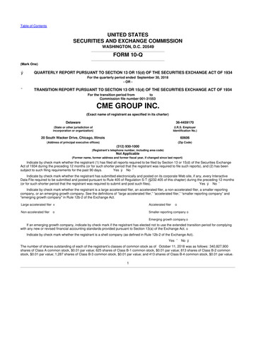 Thumbnail CME Group 10-Q Quarterly Report FY2018 