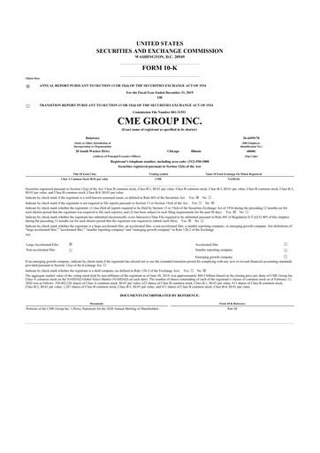 Thumbnail CME Group 10-K Annual Report 2019