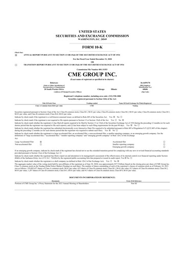 Thumbnail CME Group 10-K Annual Report 2020