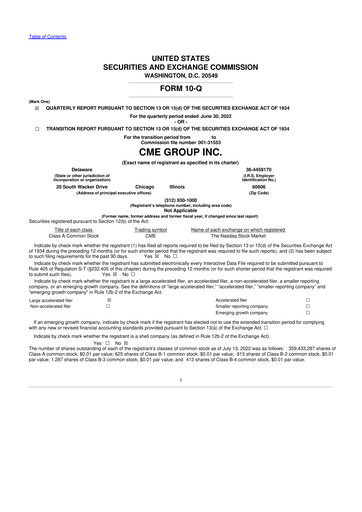 Thumbnail CME Group 10-Q Quarterly Report FY2022 