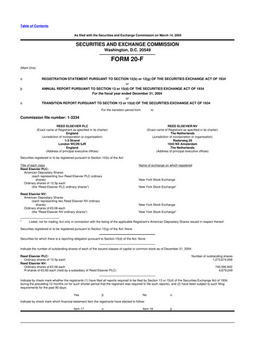 Miniature RELX 20-F Rapport annuel 