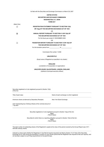 Thumbnail Unilever 20-F Annual Report 