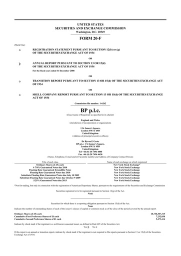 Thumbnail BP 20-F Annual Report 