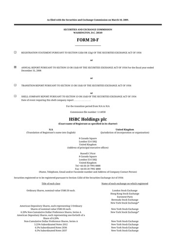 Thumbnail HSBC 20-F Annual Report 