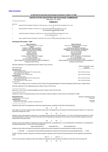 Miniature RELX 20-F Rapport annuel 