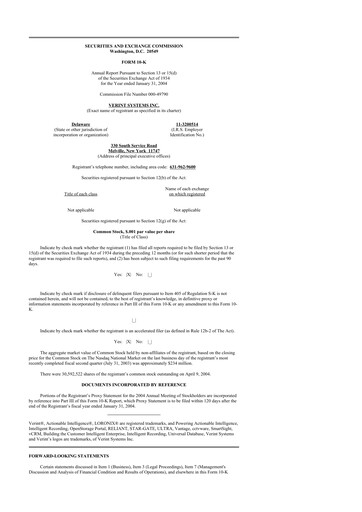 Thumbnail Verint Systems
 10-K Annual Report 