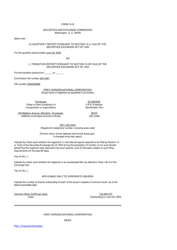 Thumbnail First Horizon Corporation 10-Q Quarterly Report FY 
