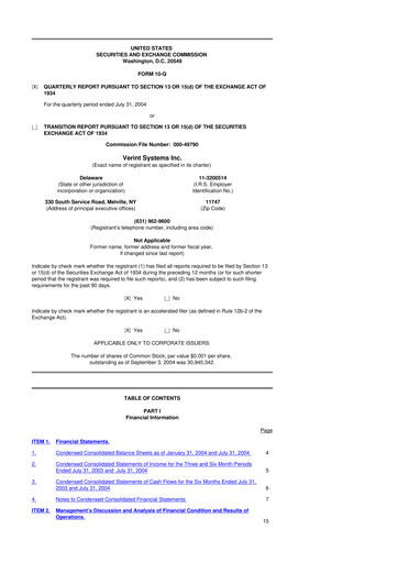 Thumbnail Verint Systems
 10-Q Quarterly Report FY 