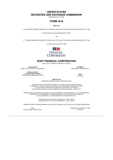 Thumbnail South State Corp 10-Q Quarterly Report FY 