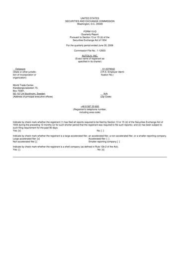 Vorschaubild Autoliv 10-Q Quartalsbericht  