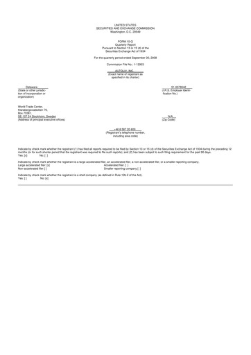 Vorschaubild Autoliv 10-Q Quartalsbericht  