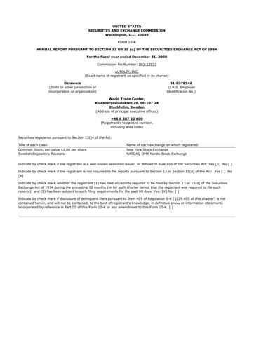 Thumbnail Autoliv 10-K Annual Report 