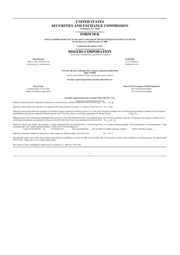 Thumbnail Rogers Corporation
 10-K Annual Report 