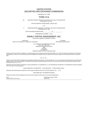 Thumbnail Annaly Capital Management
 10-Q Quarterly Report FY 