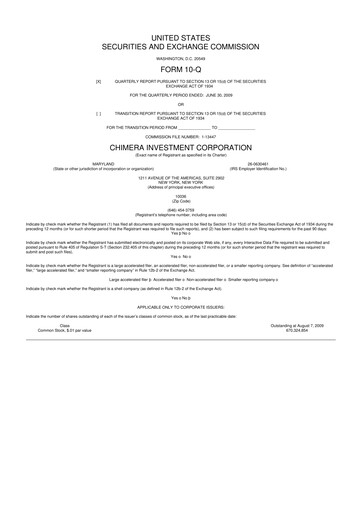 Vorschaubild Chimera Investment Corporation 10-Q Quartalsbericht  