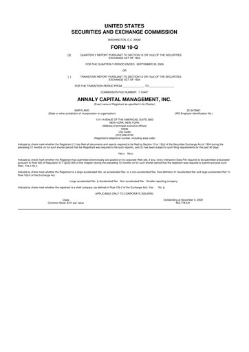 Thumbnail Annaly Capital Management
 10-Q Quarterly Report FY 