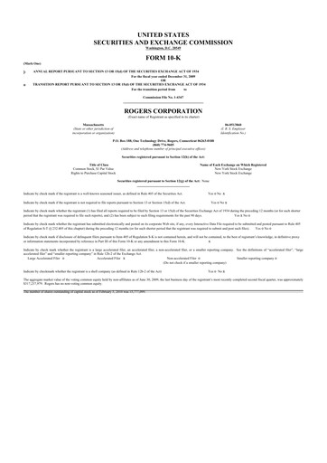 Thumbnail Rogers Corporation
 10-K Annual Report 