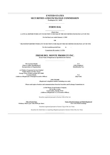 Thumbnail Fresh Del Monte Produce
 10-K Annual Report 