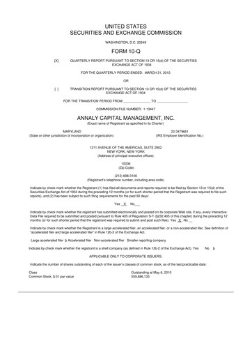 Thumbnail Annaly Capital Management
 10-Q Quarterly Report FY2010 