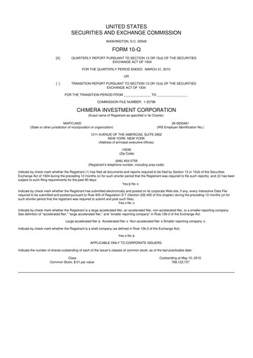 Vorschaubild Chimera Investment Corporation 10-Q Quartalsbericht  