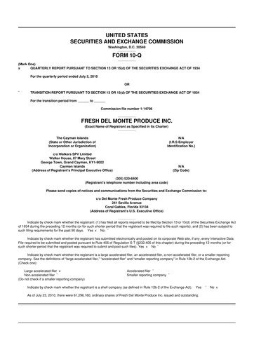 Vorschaubild Fresh Del Monte Produce
 10-Q Quartalsbericht 2010 