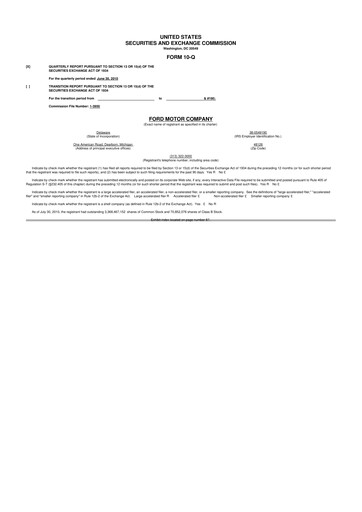 Thumbnail Ford 10-Q Quarterly Report FY2010 